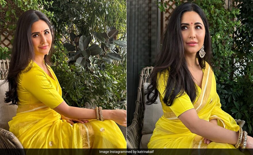 Katrina Kaif’s Yellow Raw Mango Saree Is A Ray Of Sunshine For Minimalist Festive Fashion