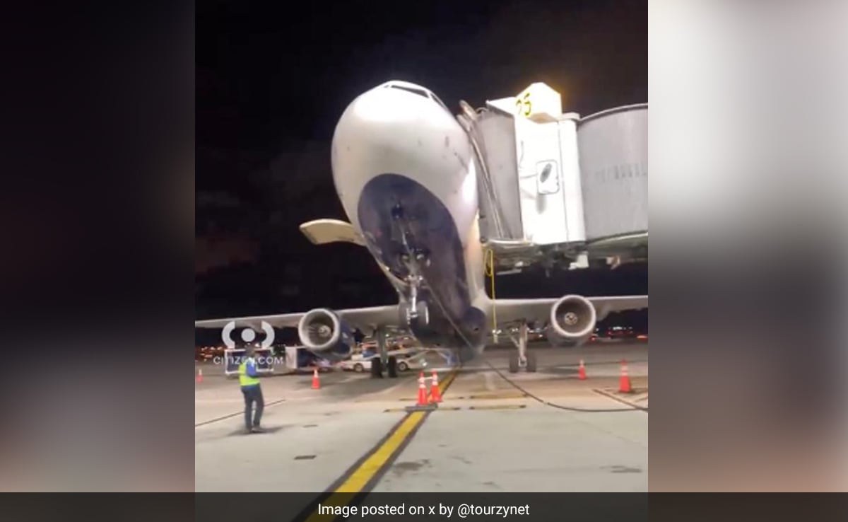 Watch: Plane In US Tips Backward As Passengers Exit Aircraft At JFK Airport