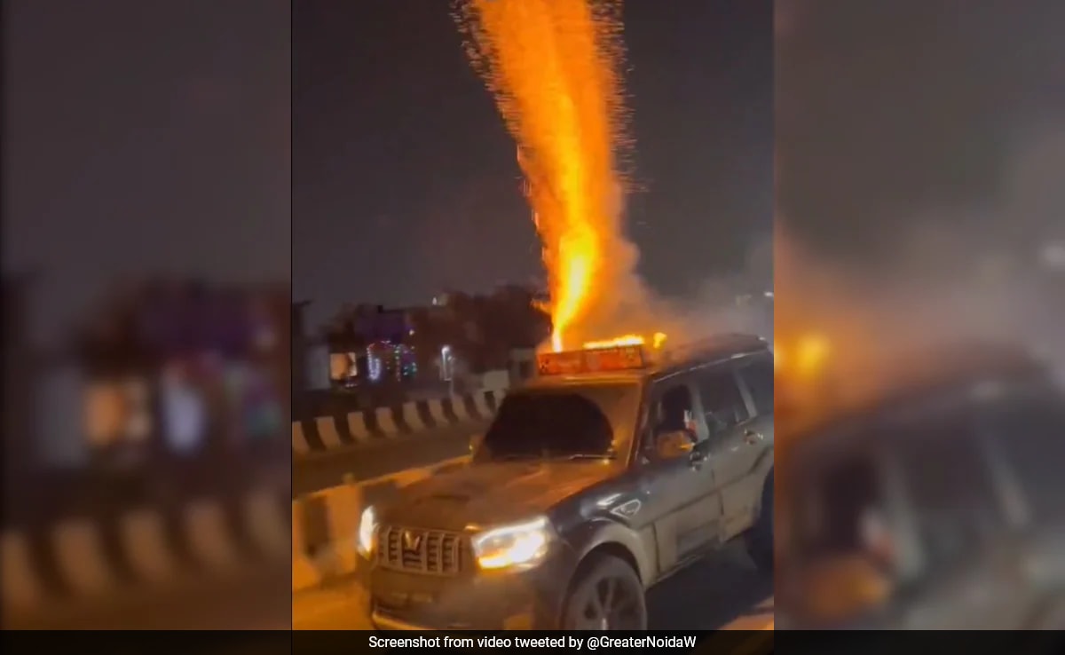 Video Shows Gurugram Men Bursting Crackers On Car’s Roof, Police Promises Strict Action