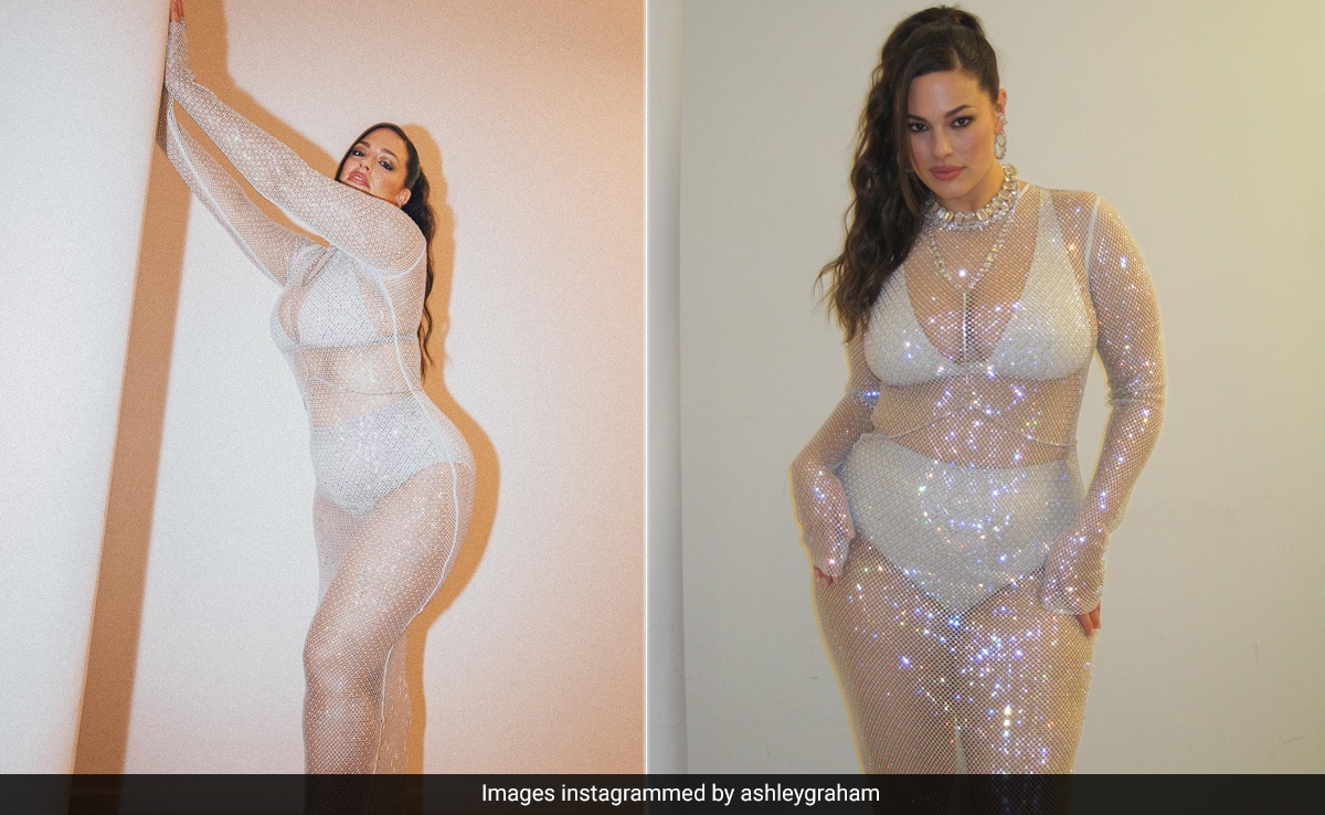 Ashley Graham’s Sheer Silver Mesh Dress Is A Party Starter That Took The Risque Route