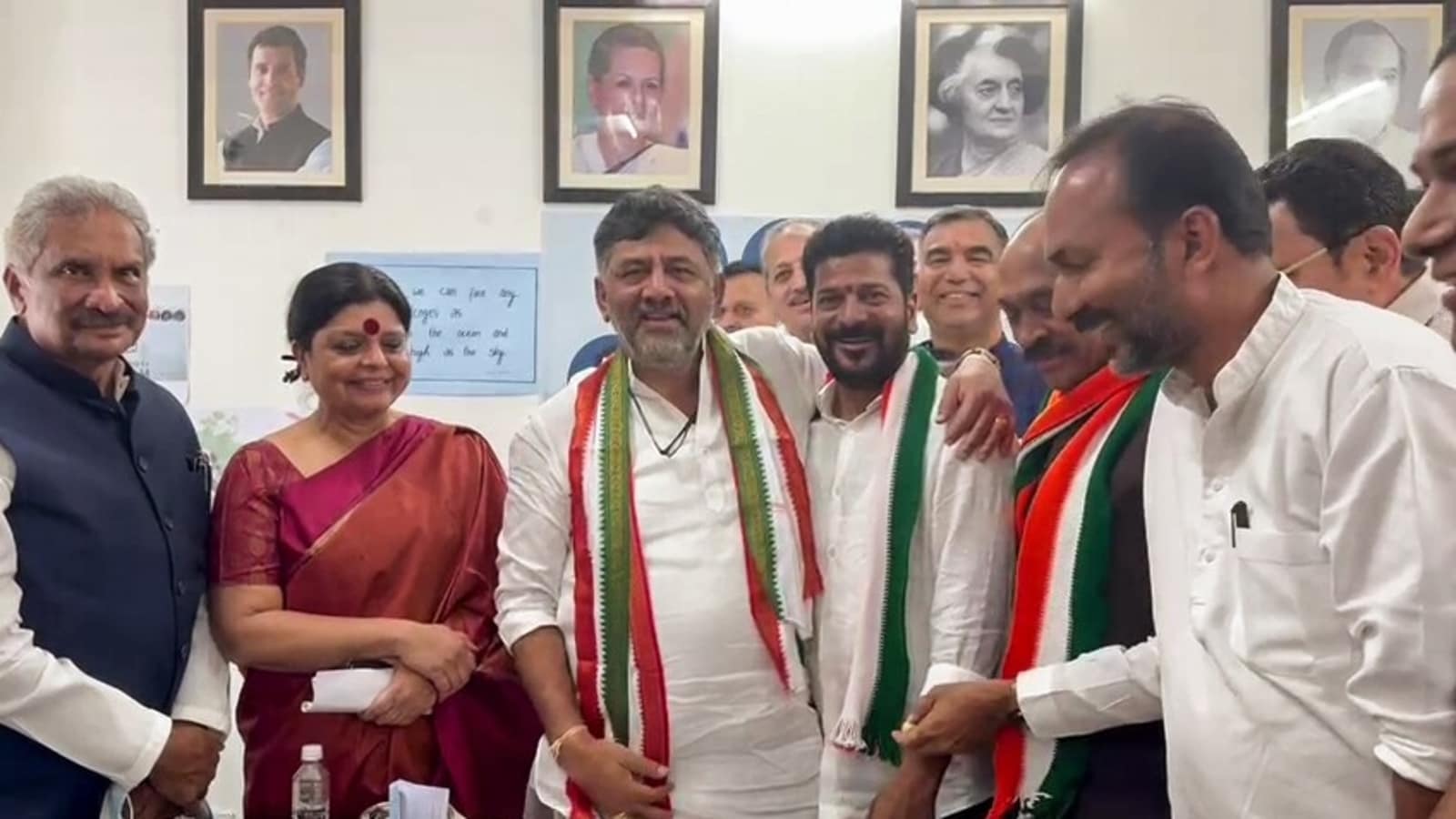 Revanth Reddy-led Congress delegation meets Governor, stakes claim to form govt in Telangana