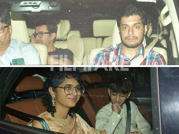 Aamir Khan Junaid Khan arrive at Salman Khans home ahead of Ira Khan Nupur Shikhares wedding