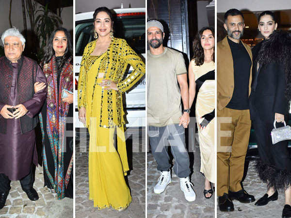 Sonam Kapoor Madhuri Dixit and more attend Javed Akhtarâs birthday bash. Pics: