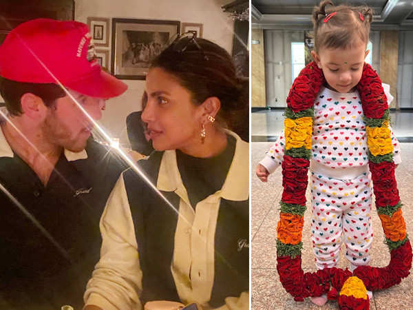 Priyanka Chopra Jonas Nick Jonas celebrated Malti Maries 2nd birthday with a puja and party. Pics: