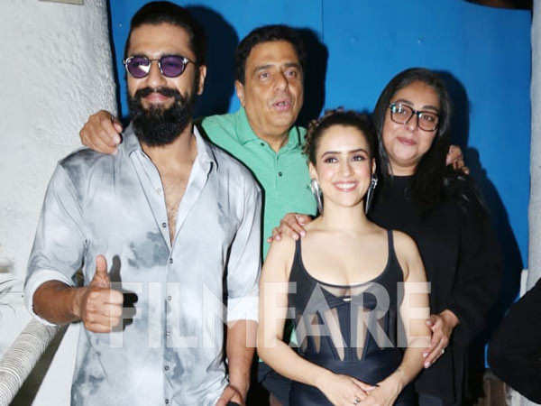 Sanya Malhotra Vicky Kaushal and Meghna Gulzar arrive for the success bash of Sam Bahadur. See pics