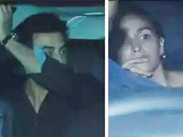 Alia Bhatt and Ranbir Kapoor clicked arriving at Karan Johars residence last evening