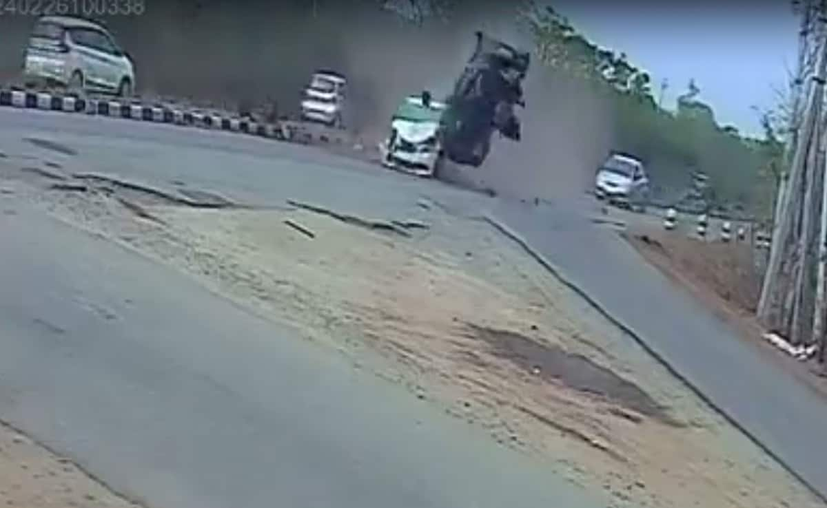 Telangana Crash On Camera: Speeding Car Flung Into Air, Rams Another Car