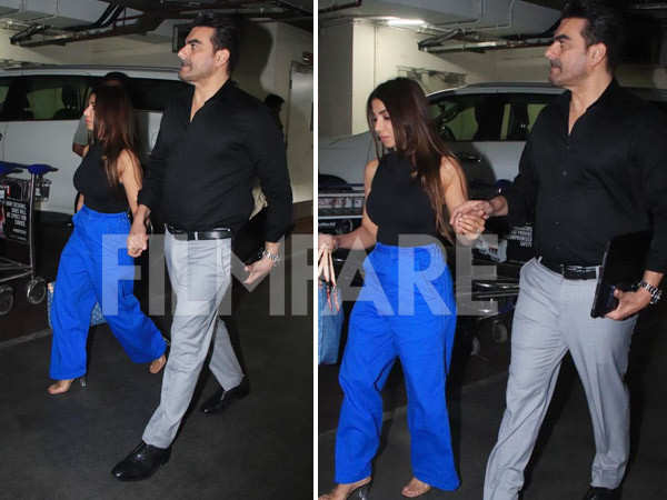 Arbaaz Khan and Sshura Khan return to Mumbai after their holiday in Dubai. Pics: