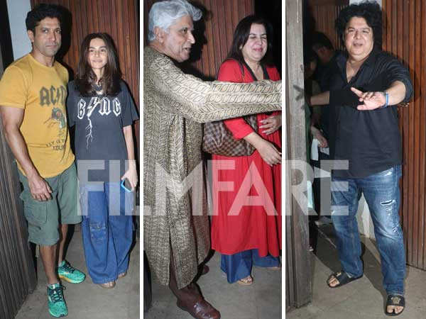 In Pics: Farah Khan Javed Akhtar and others clicked at Farhan-Shibanis residence