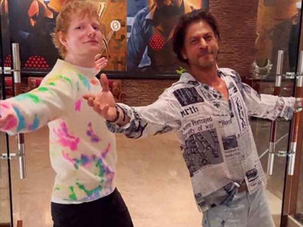 Ed Sheeran and Shah Rukh Khan ace the latters signature step as they spread their arms. WATCH: