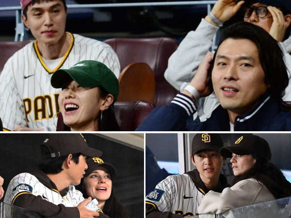 Song Joong Ki Katy Louise Saunders Hyun Bin Son Ye Jin and more spotted at MLB Seoul games