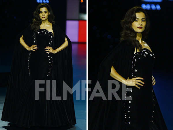 Taapsee Pannu takes over the ramp in a black gown at Lakme Fashion Week. Pics: