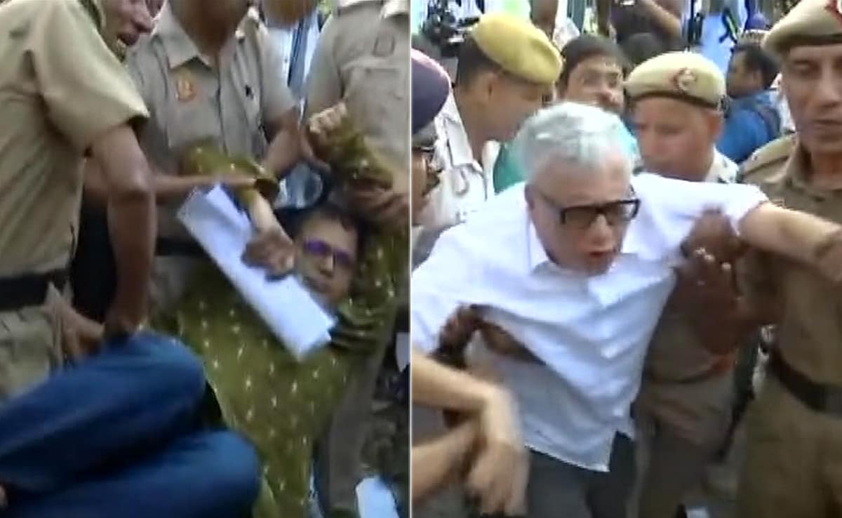 Protesting Trinamool MPs Dragged, Detained By Cops Outside Poll Body Office