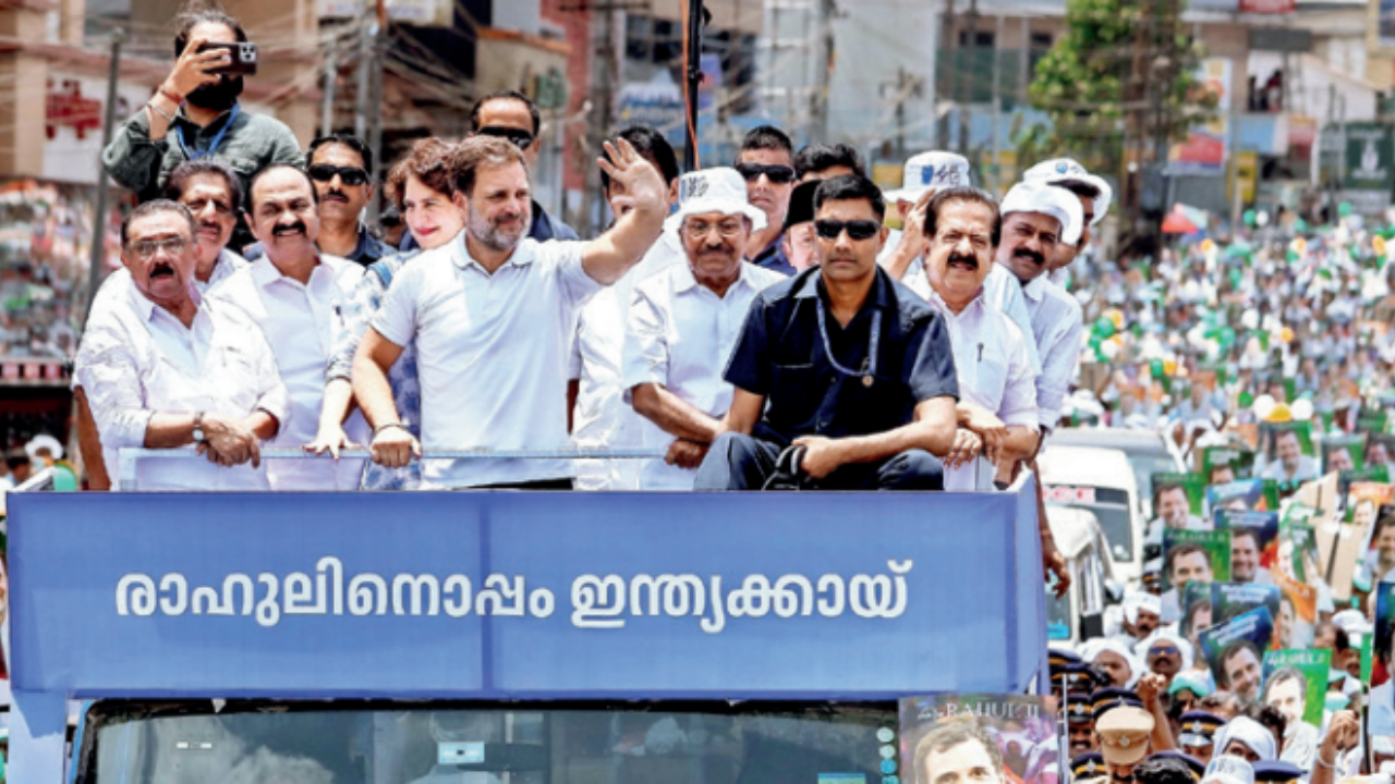 Green flags missing from Rahul Gandhi’s Wayanad roadshow, rivals see red