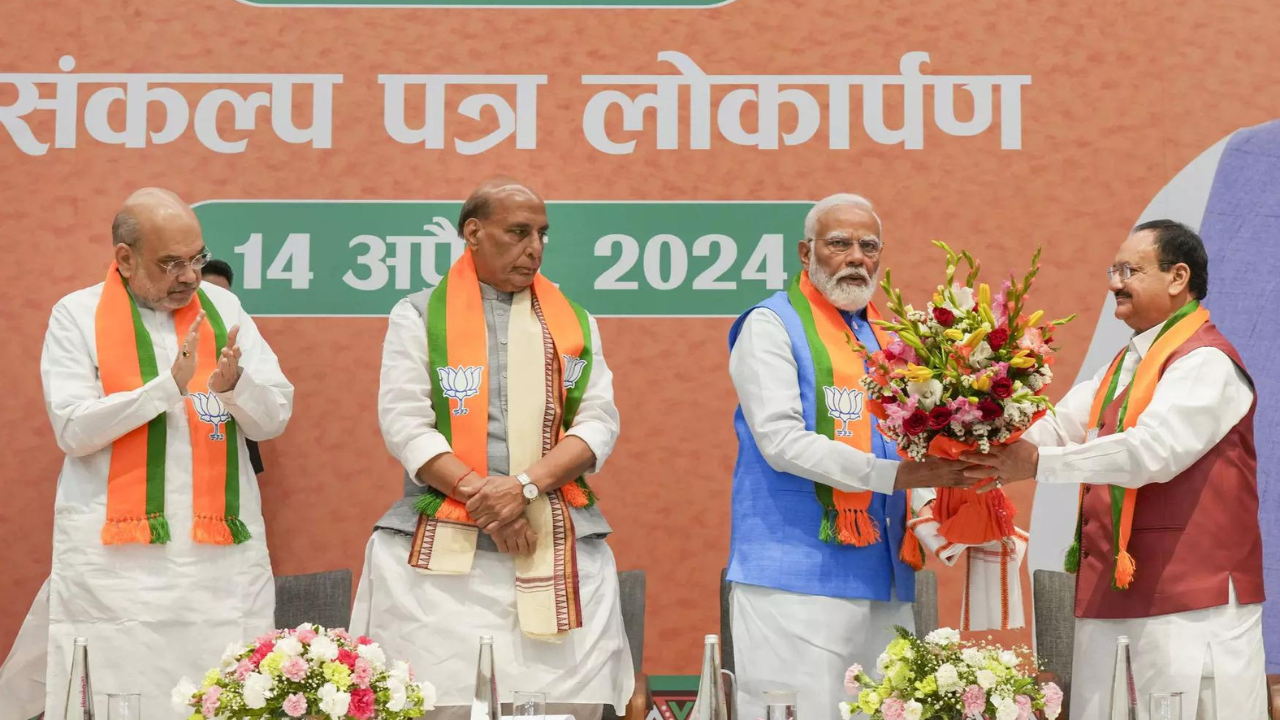 BJP banks on PM Modi’s record, offers no revdis, vows developed nation by 2047