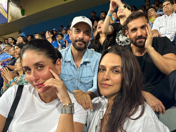 Neha Dhupia shares âhighlightsâ from CSK vs MI with Kareena John and Angad