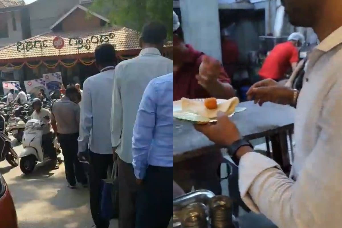 Watch: Long Queues Outside Bengaluru Hotel For Free Benne Khali Dosa, Ghee Laddu On Polling Day