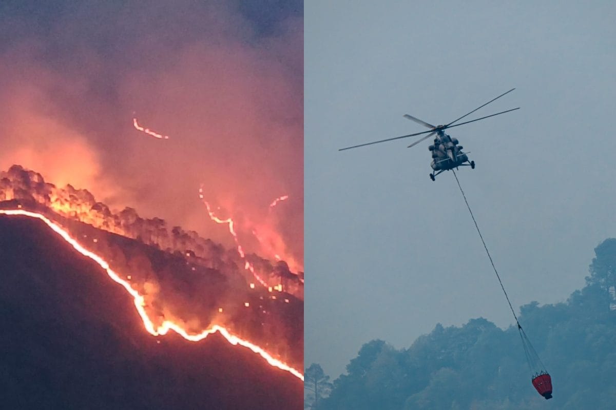 Nainital Forest Fires: Uttarakhand CM Conducts Aerial Survey; Air Force’s Bambi Bucket Ops Underway