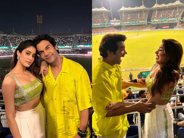 In Pictures: Janhvi Kapoor and Rajkummar Rao seen cheering for KKR