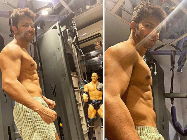 Varun Dhawan poses with a Rock doll during his workout See Inside Varun Dhawan poses with a Rock doll during his workout See Inside