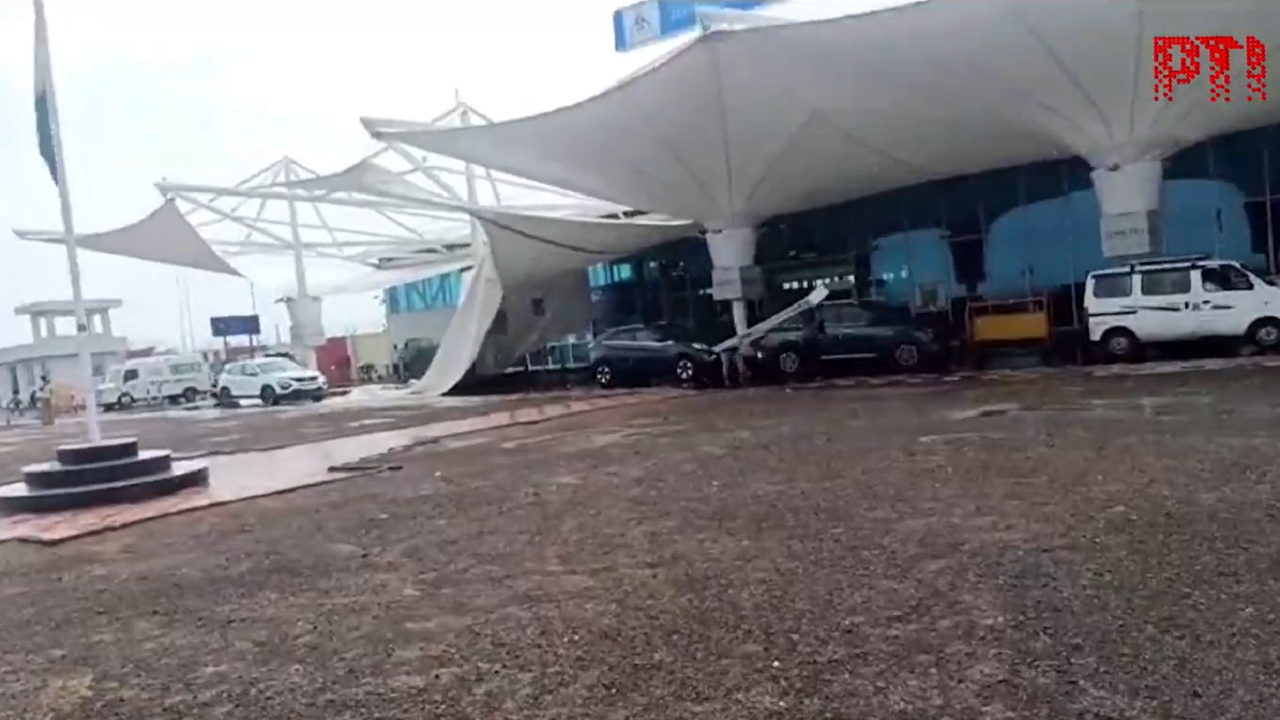 Canopy outside Rajkot airport collapses after heavy rain