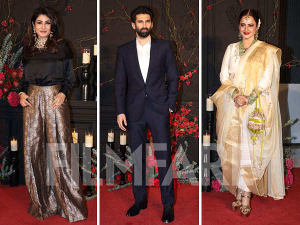 Rekha Arbaaz Khan Saira Banu at Sonakshi Sinhaâs reception