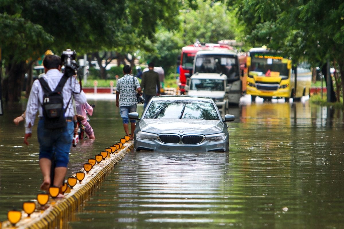 At least 10 Flights Diverted, Multiple Areas Waterlogged After Heavy Rain In Delhi; IMD Issues Red Alert