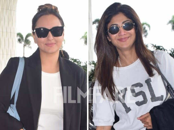 Shilpa Shetty Kundra and Sonakshi Sinha shine in chic airport looks