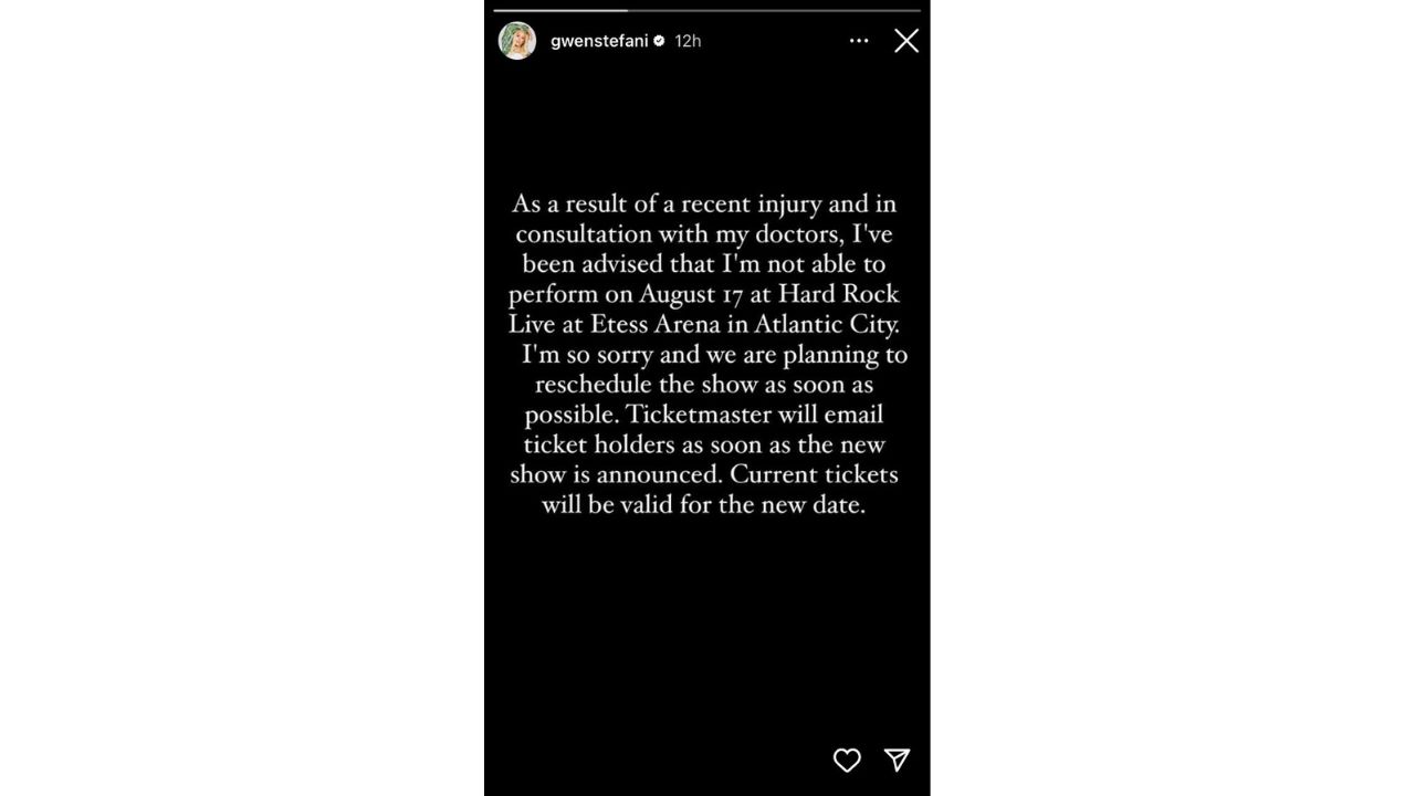 ‘I’m So Sorry’: Gwen Stefani Cancels Her Upcoming Atlantic City Concert Due To ‘Recent Injury’