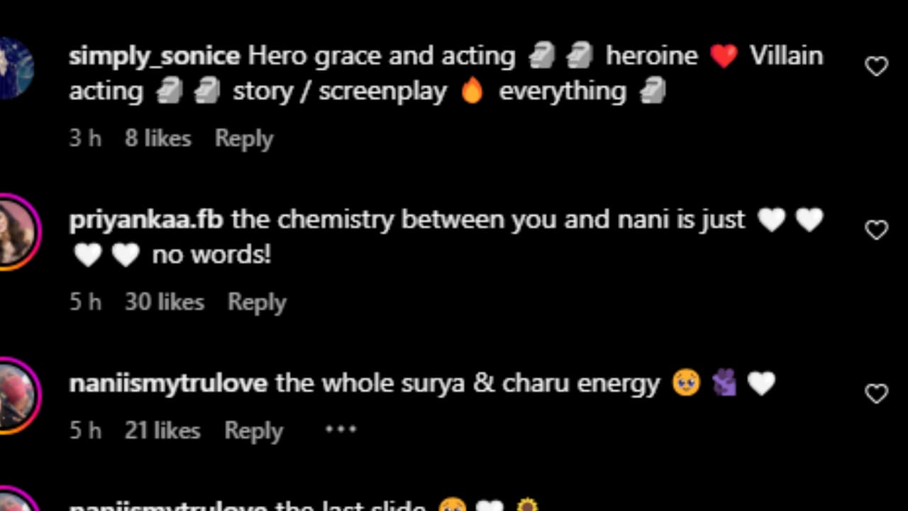 Priyanka Arul Mohan drops BTS PICS from Nani’s Saripodhaa Sanivaaram; fans go gaga over Surya & Charu’s chemistry