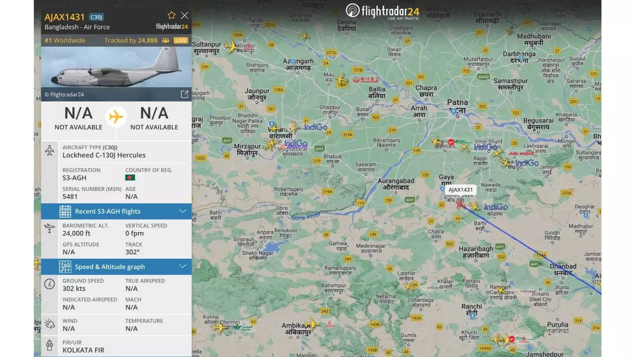 Plane carrying former PM Hasina was among ‘most-tracked’ flights