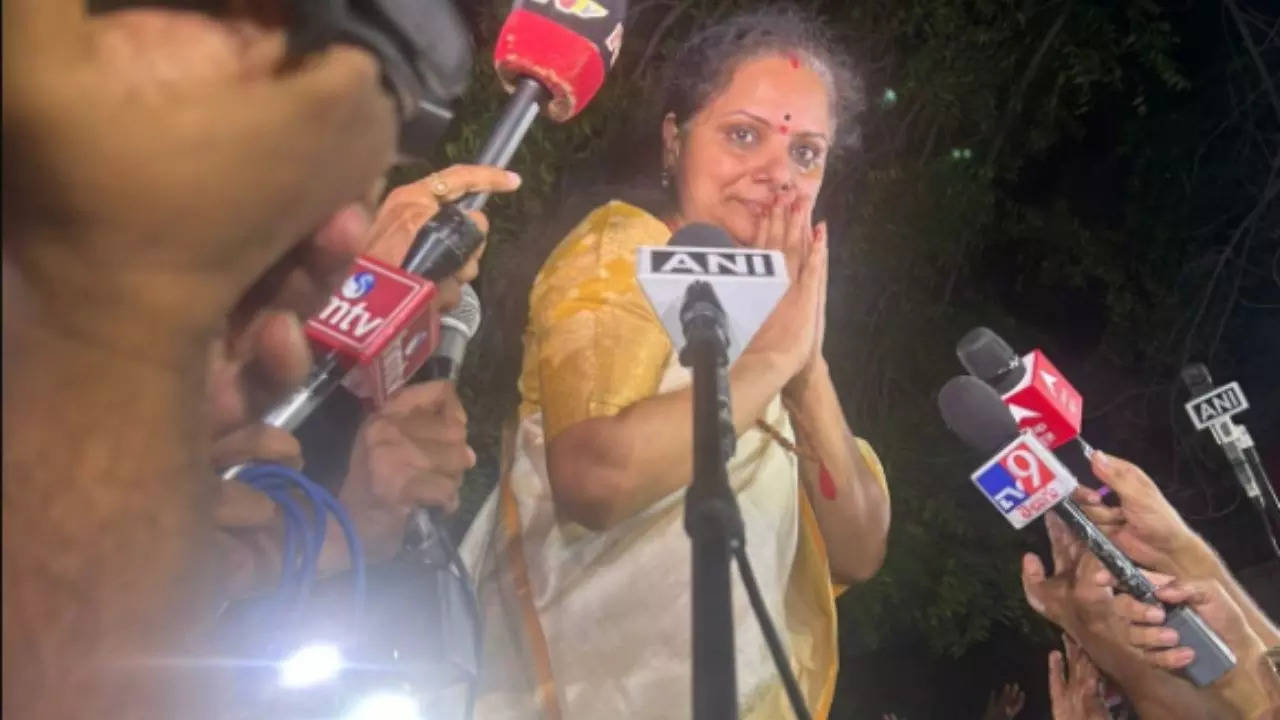 Watch: BRS leader K Kavitha walks out of jail on bail after 5 months