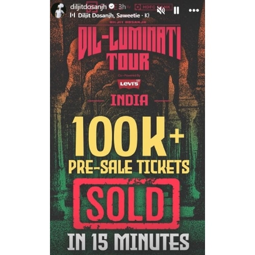 Diljit Dosanjh’s Dil-luminati concert: 1 lakh pre-sales tickets sold within minutes in India; singer-actor says ‘Going to make history together’