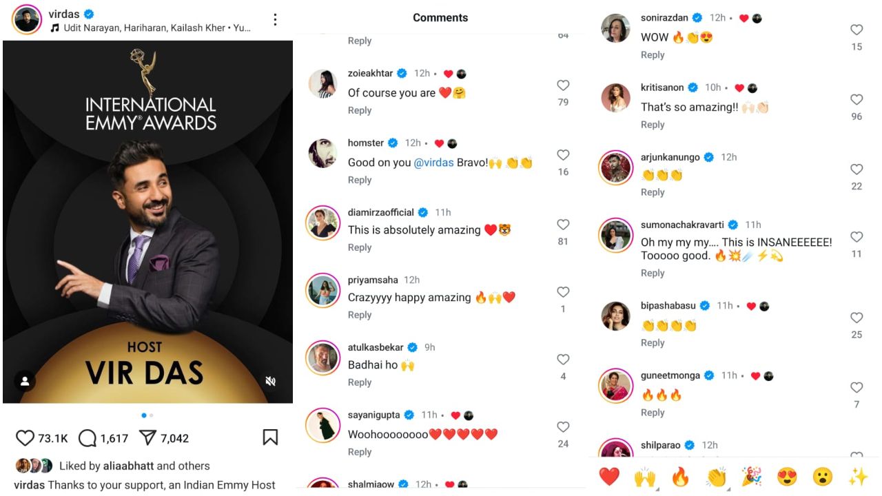 Priyanka Chopra, Alia Bhatt, Hrithik Roshan and more laud Vir Das as he becomes first Indian to host International Emmy Awards