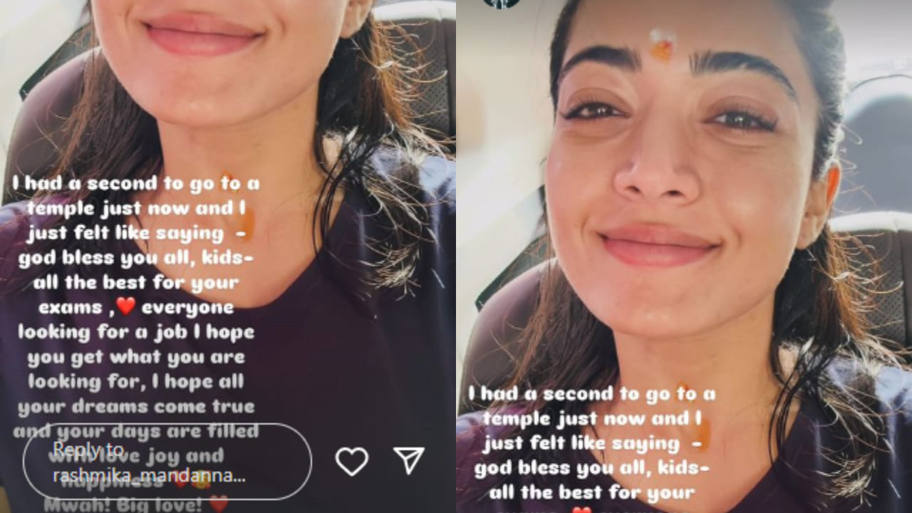 Rashmika Mandanna shares photo as she visits temple in morning; says, ‘I had a second to..’