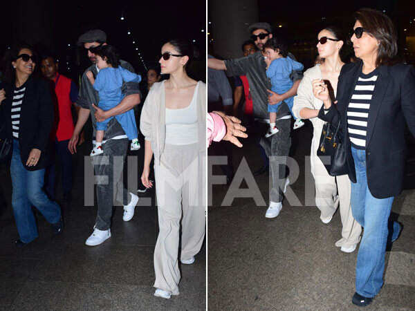 Pics: Alia Bhatt Ranbir Kapoor Raha and Neetu Kapoor arrive at the airport