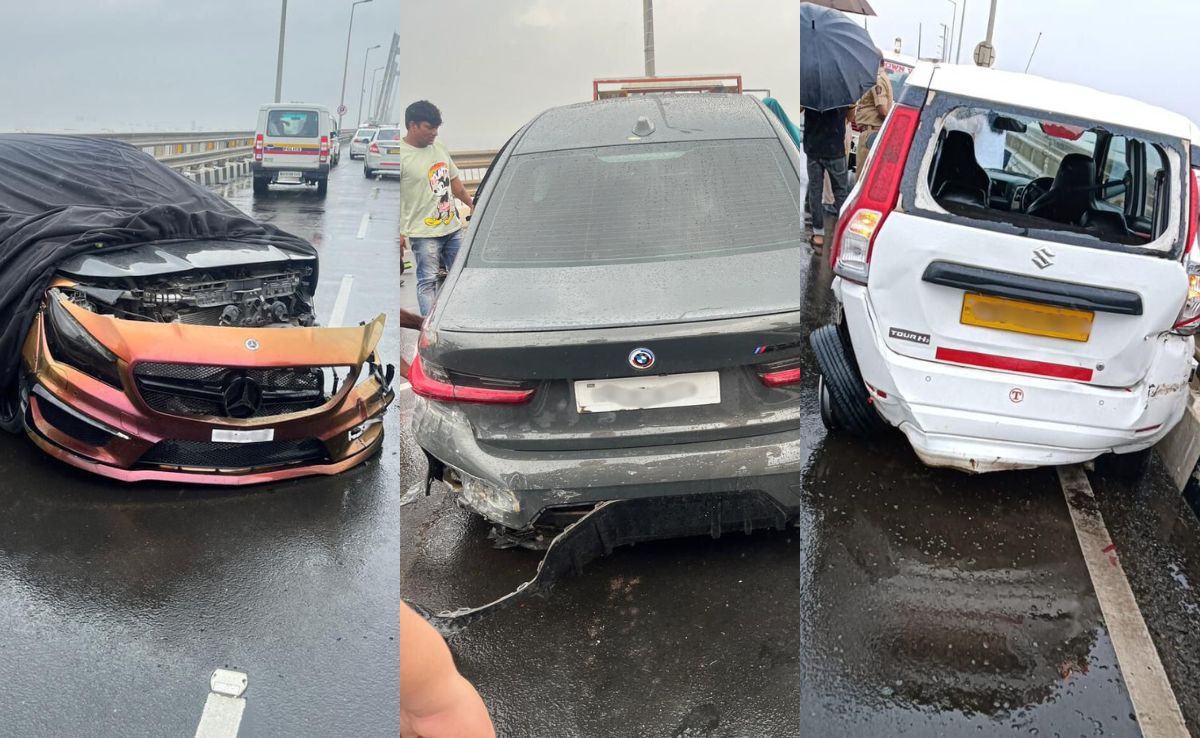 Mercedes And BMW, Allegedly Racing On Mumbai Sea Link, Crash Into Wagon R