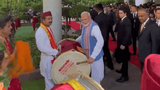 Watch: PM Modi shows off his ‘dhol’ skills in Singapore