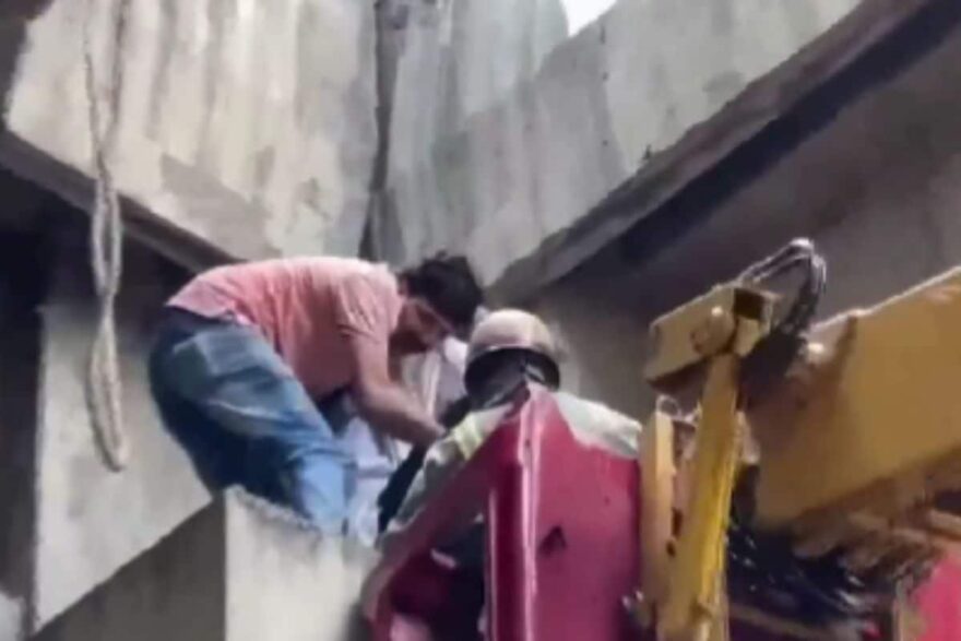 Narrow Escape For Noida Girl As She Lands On Pillar Of Elevated Flyover After Being Hit By Vehicle | Video