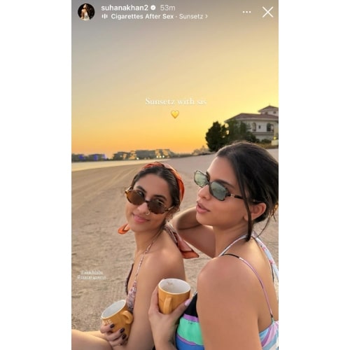 Shah Rukh Khan’s daughter Suhana enjoys splendid sunsets and a cup of coffee in Dubai with ‘sis’ Alia Chhiba; see PIC