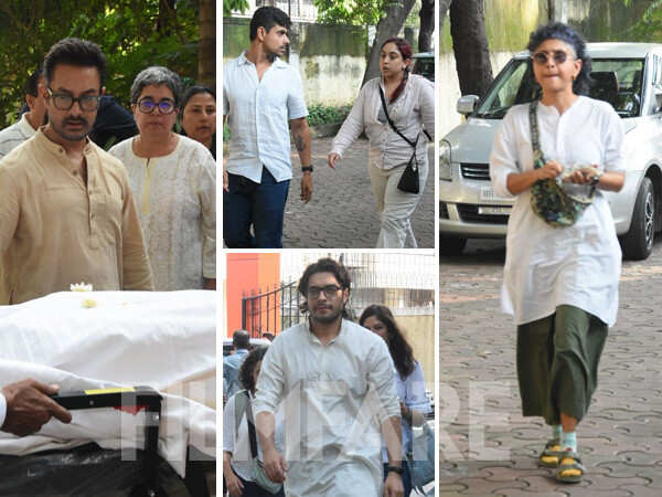 Aamir Khan Kiran Rao Ira Khan at Reena Duttas fathers funeral
