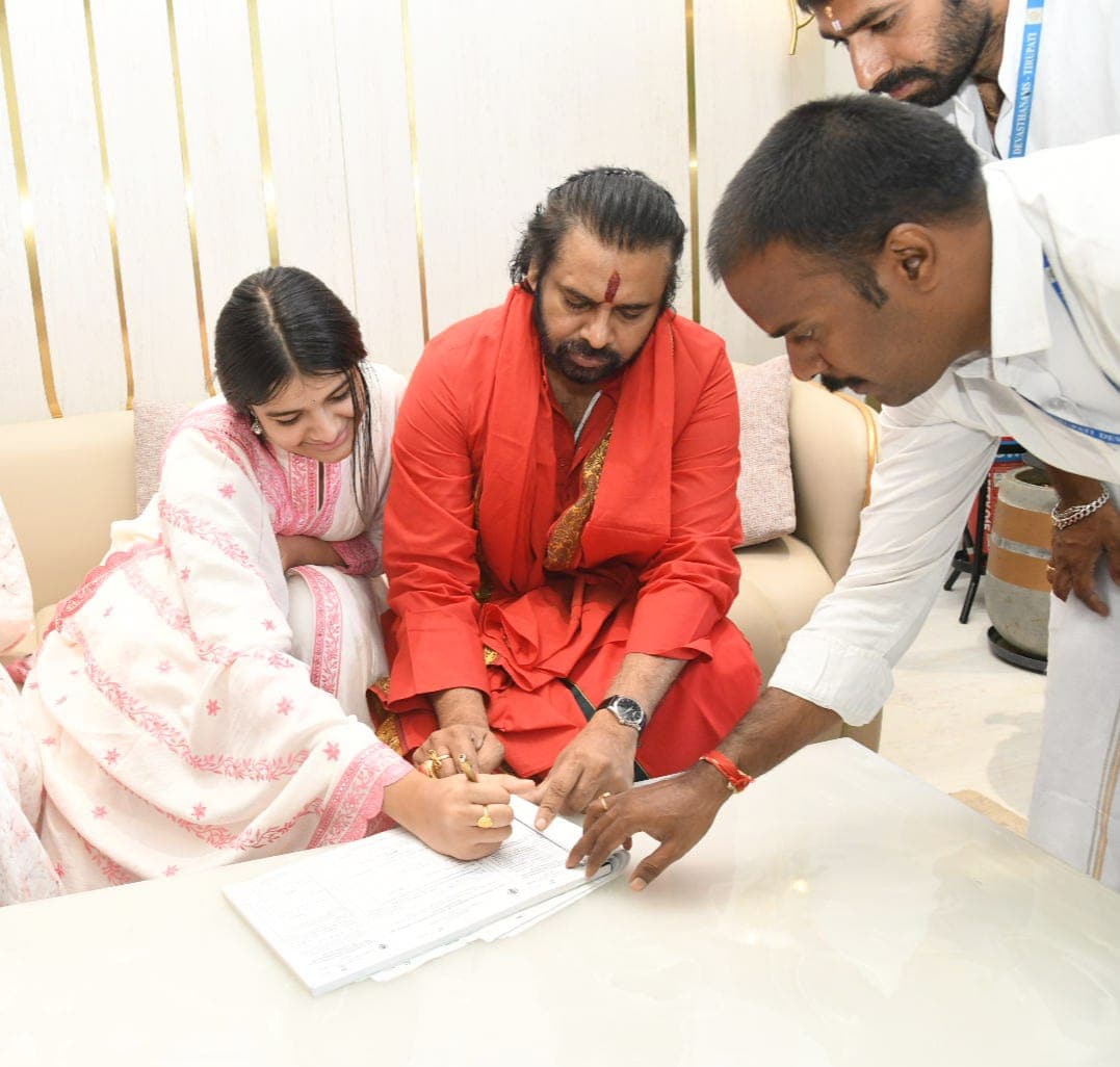 Pawan Kalyan’s Daughter Signs Faith Declaration Before Tirupati Temple Trip