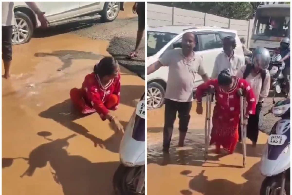 ‘Another Day In Paradise’: JDS Slams Siddaramaiah After Woman Falls Into Pothole On Waterlogged Bengaluru Street