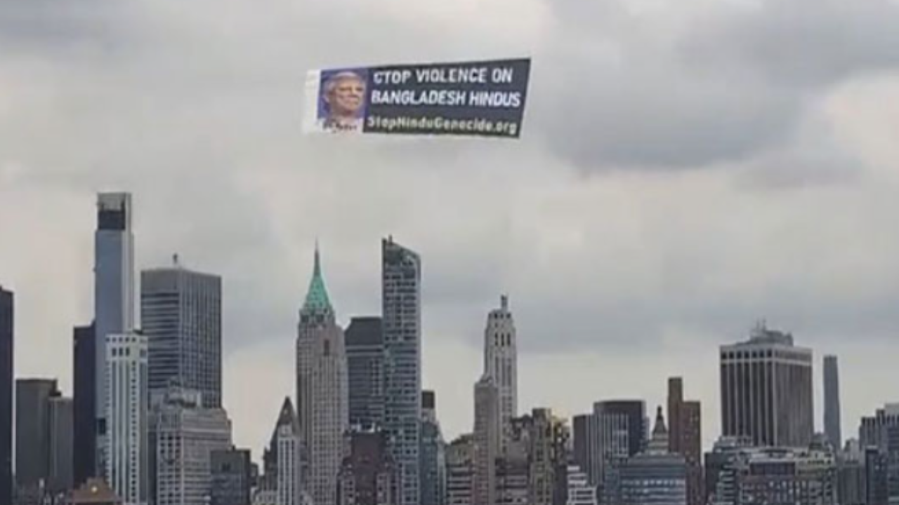 ‘Stop violence on Bangladeshi Hindus’: Airline banner floats in New York