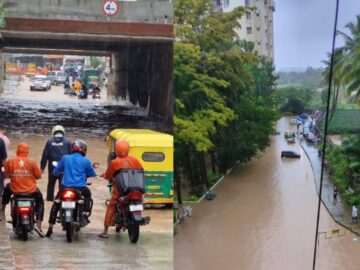 Bengaluru Rain: Biker Struggles To Cross Flooded Panathur Underpass, Then Falls | Watch Dramatic Video