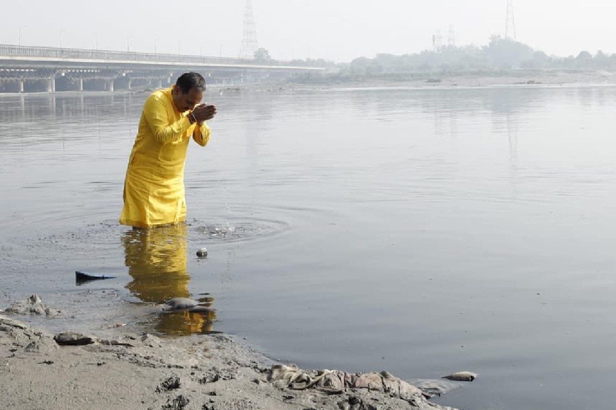 Delhi BJP Chief In Hospital After Yamuna Dip To Show AAP’s Failed To Clean River