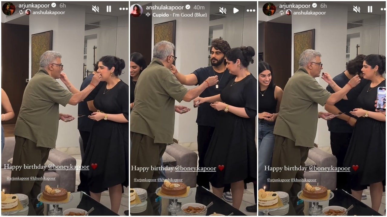 INSIDE Boney Kapoor’s Birthday Bash: Arjun Kapoor, Khushi Kapoor, Anshula twin in black; don’t miss the cakes and sweets