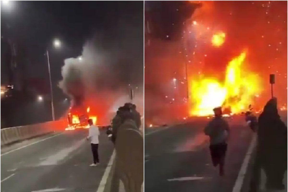 Video: Ambulance Carrying Pregnant Woman Explodes In Maharashtra’s Jalgaon, No Injuries