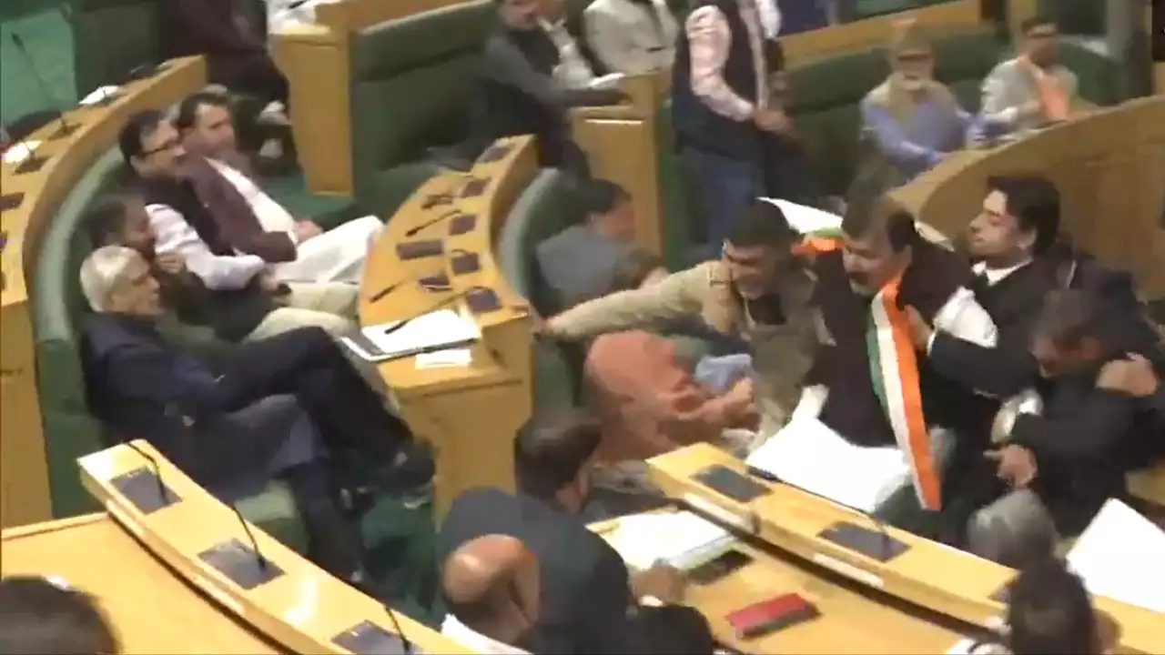 Watch: Ruckus in J&K assembly for 3rd day; BJP MLAs storm well of House