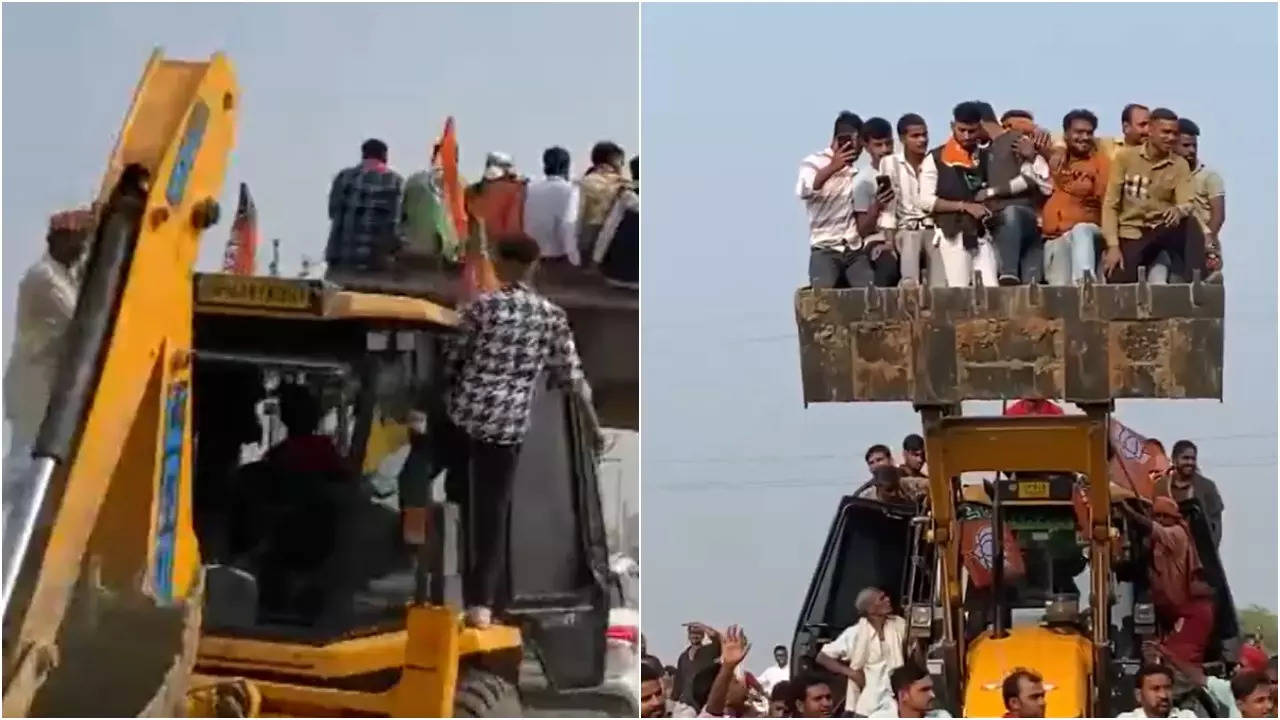 Yogi’s supporters attend rally in Mainpuri on bulldozers -Watch